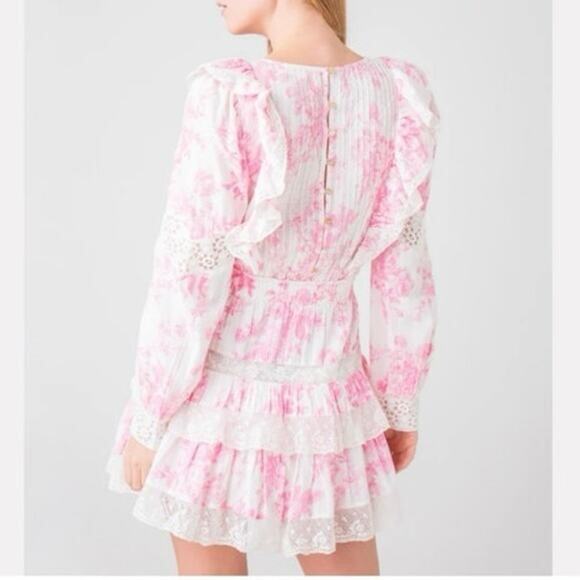 LoveShackFancy Santorini Dress in White & Pink Size XS - Picture 3 of 9